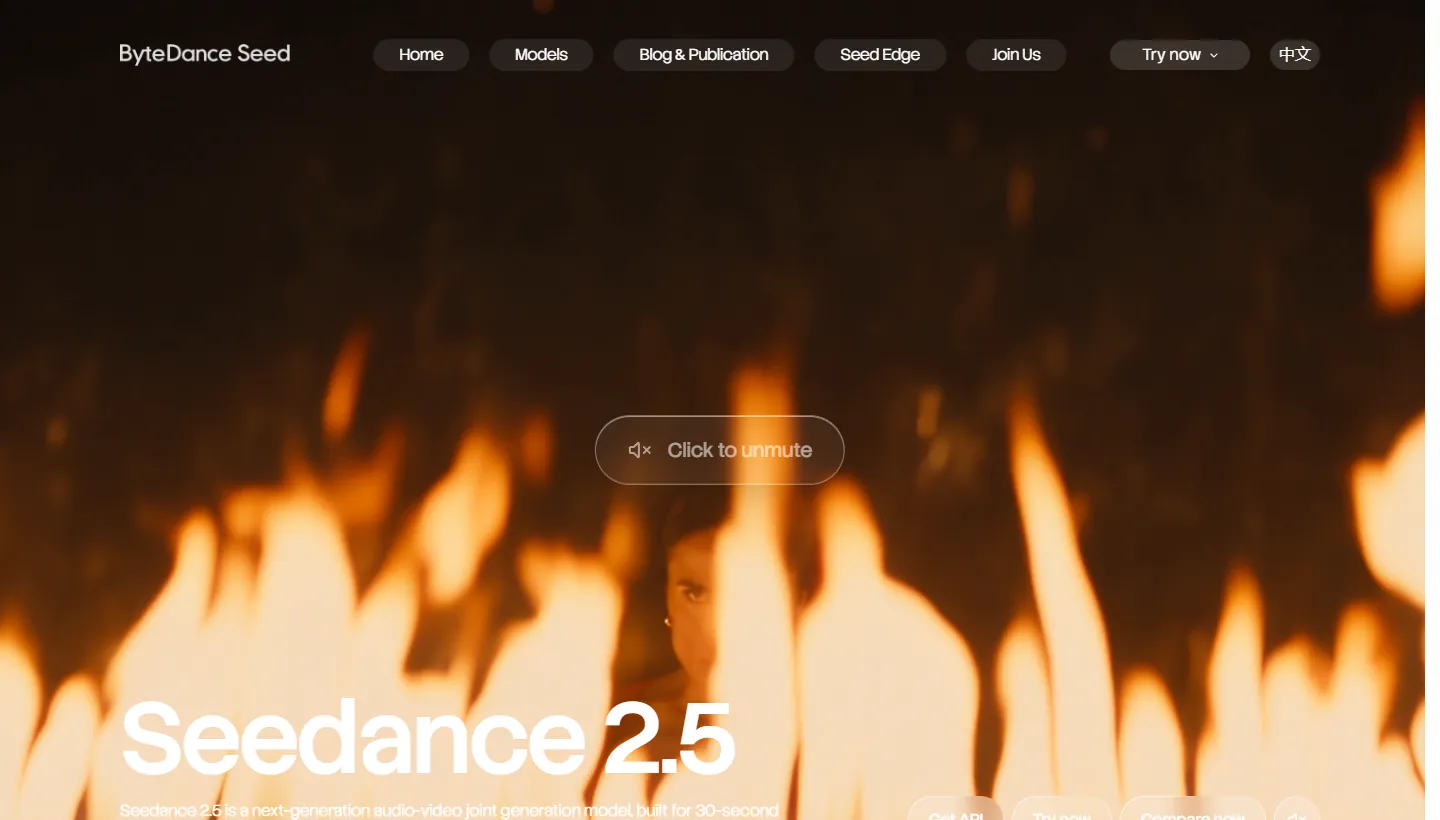 Página oficial de Seedance 2.5 de ByteDance Seed